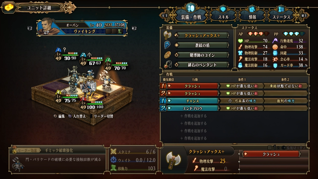 ユニオバ オーバン 装備 作戦