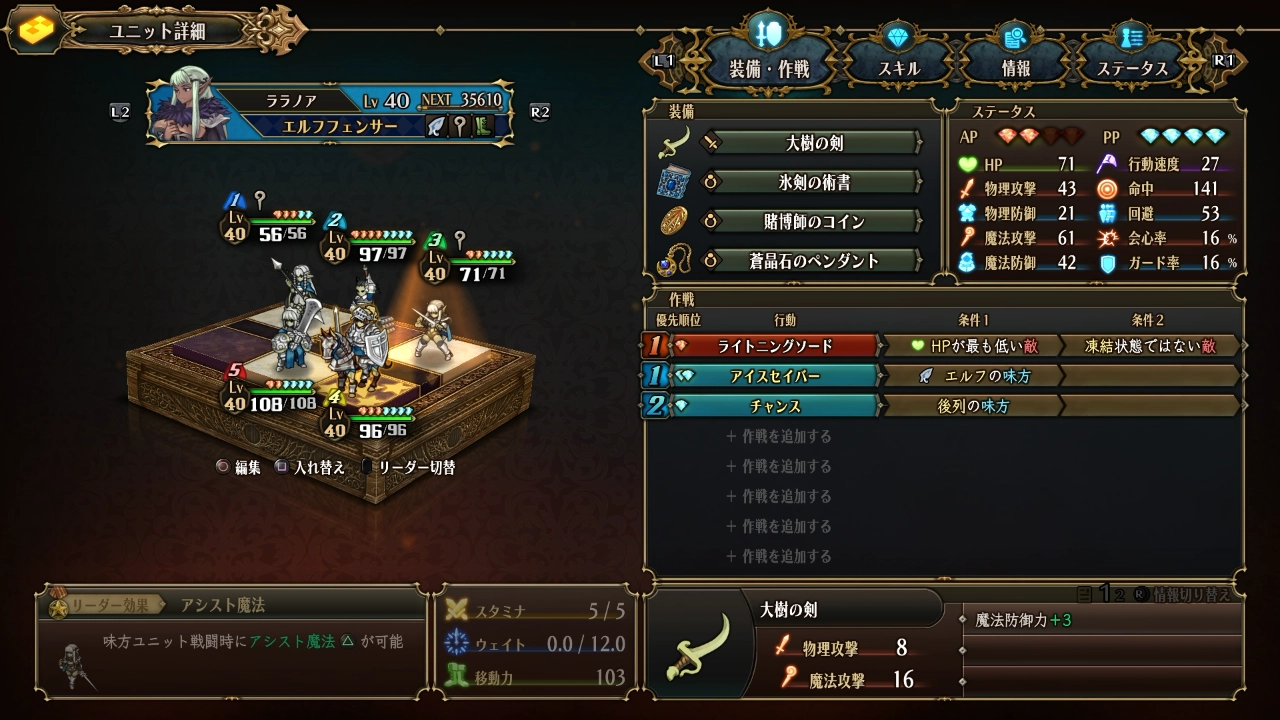 ユニオバ ララノア 装備 作戦